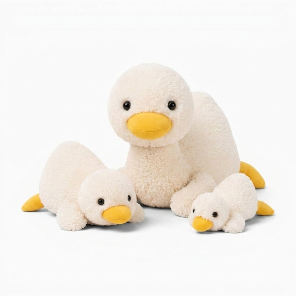 Weißes Enten Kuscheltier mit gelbem Schnabel 45–75 cm