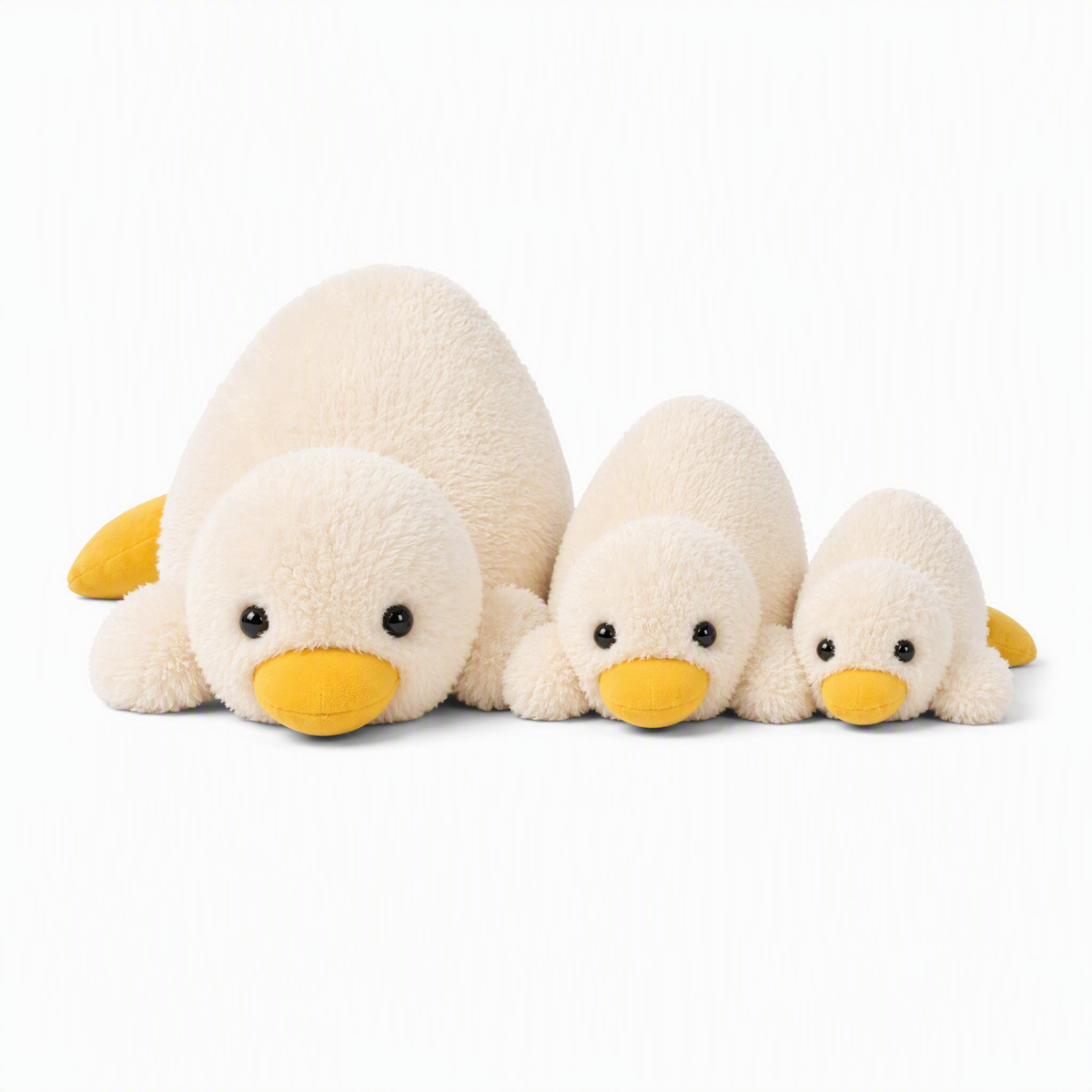 Weißes Enten Kuscheltier mit gelbem Schnabel 45–75 cm