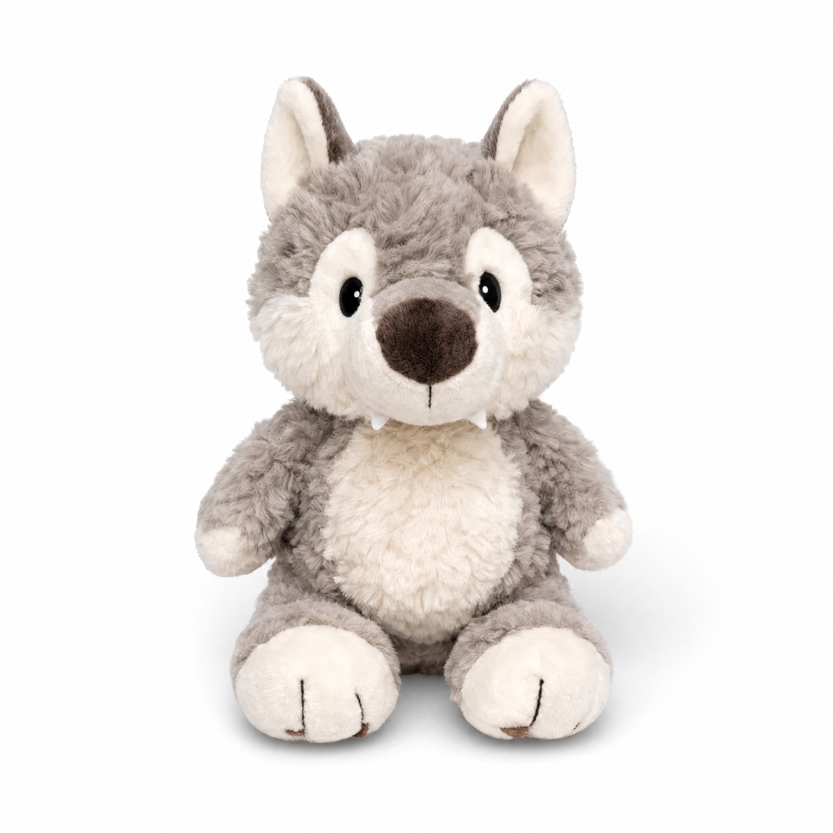 Sitzendes graues Wolf Kuscheltier