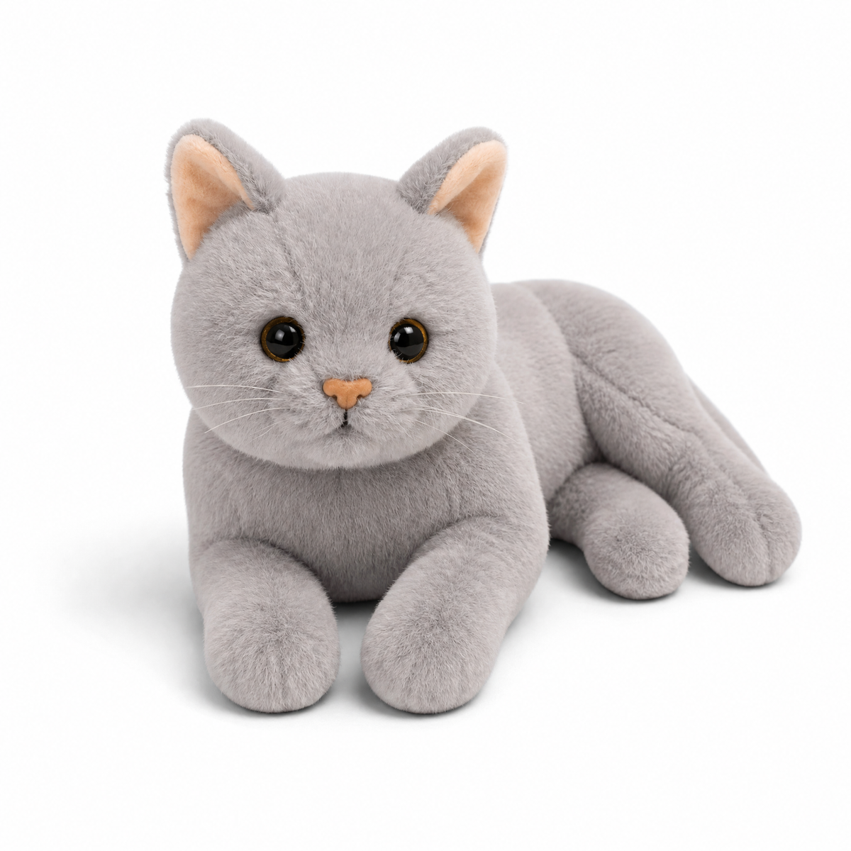 Liegendes graues Katzen Kuscheltier