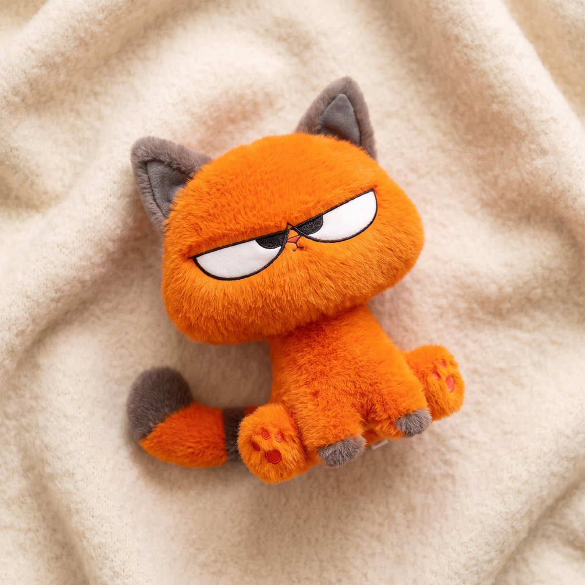 Grimmiges oranges Katzen Kuscheltier 30–40 cm