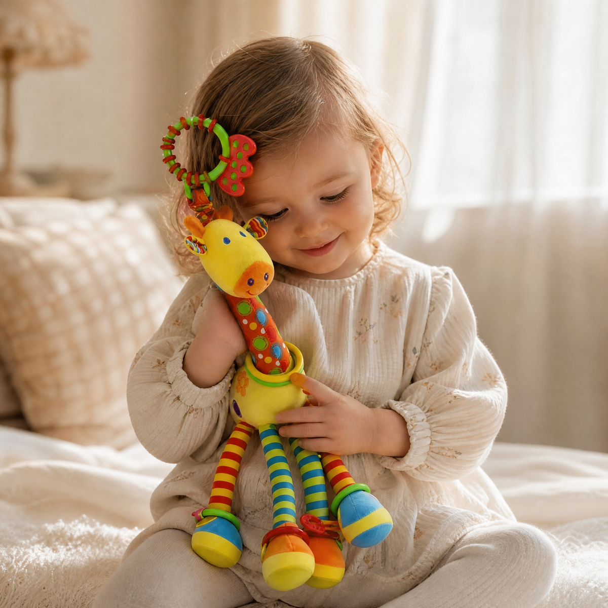 Giraffen Rassel mit Beißring 30 cm