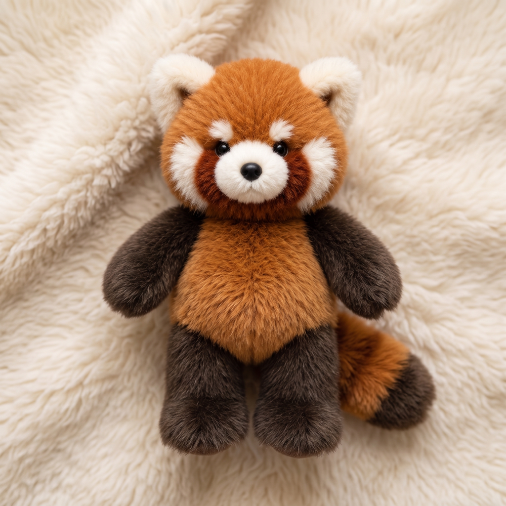 Realistisches Roter-Panda Kuscheltier stehend
