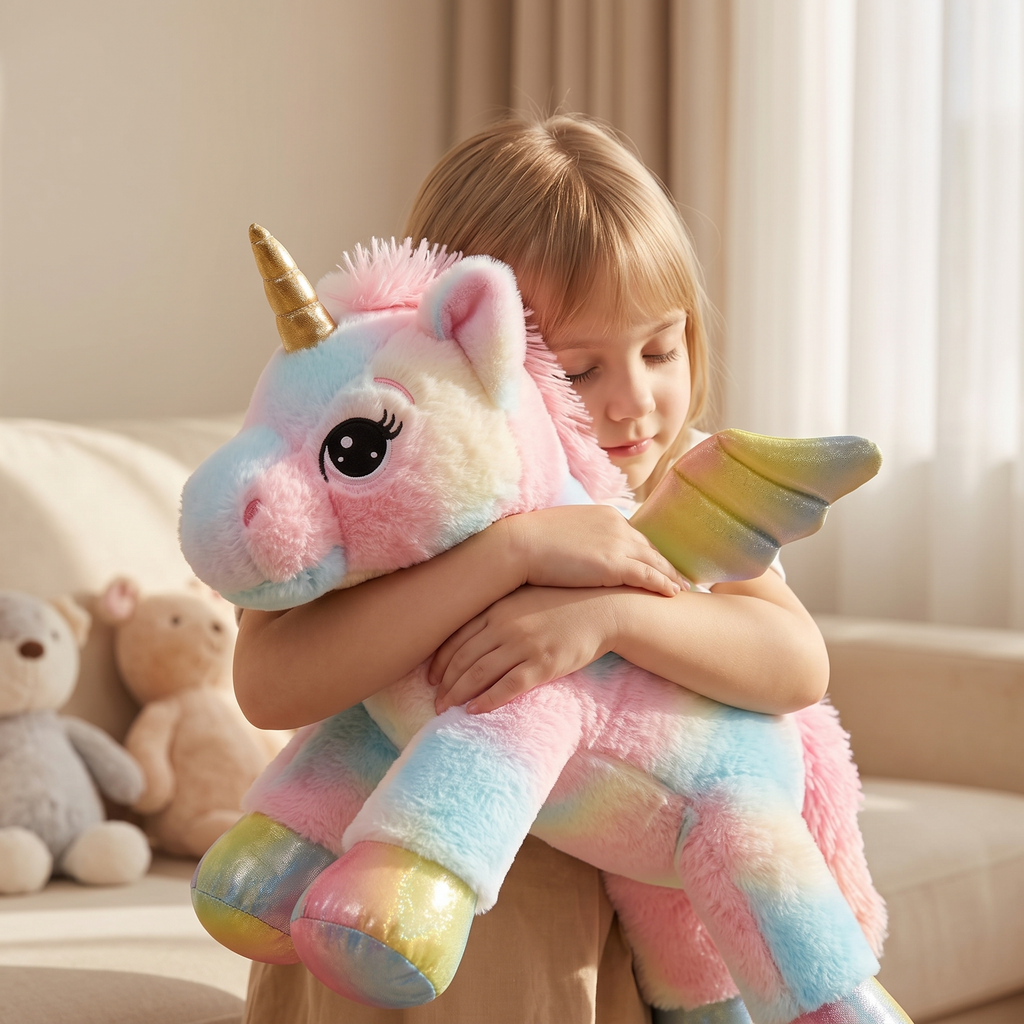 Riesen Einhorn Pastell-Regenbogen 60 cm