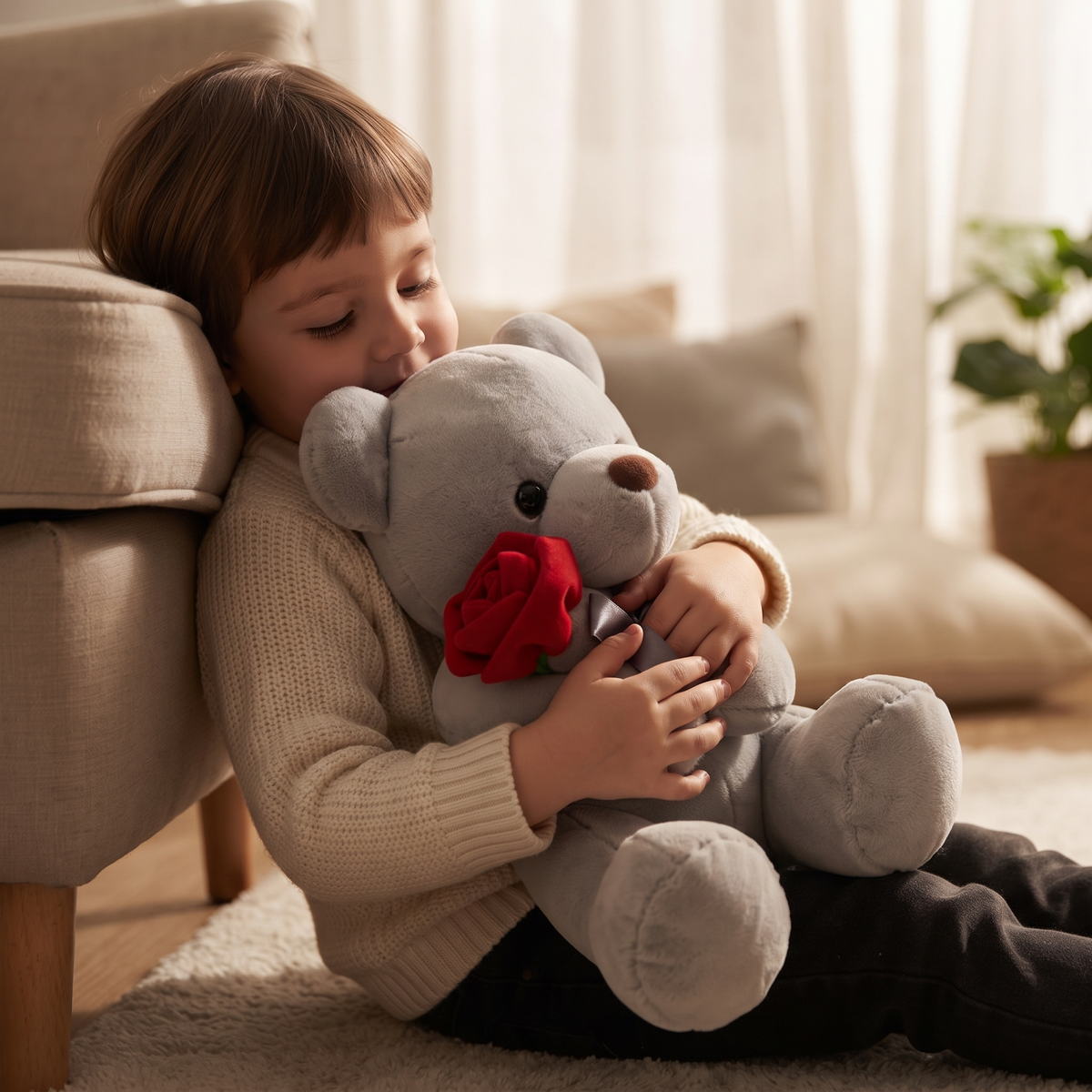 Teddybär mit roter Rose 20 cm