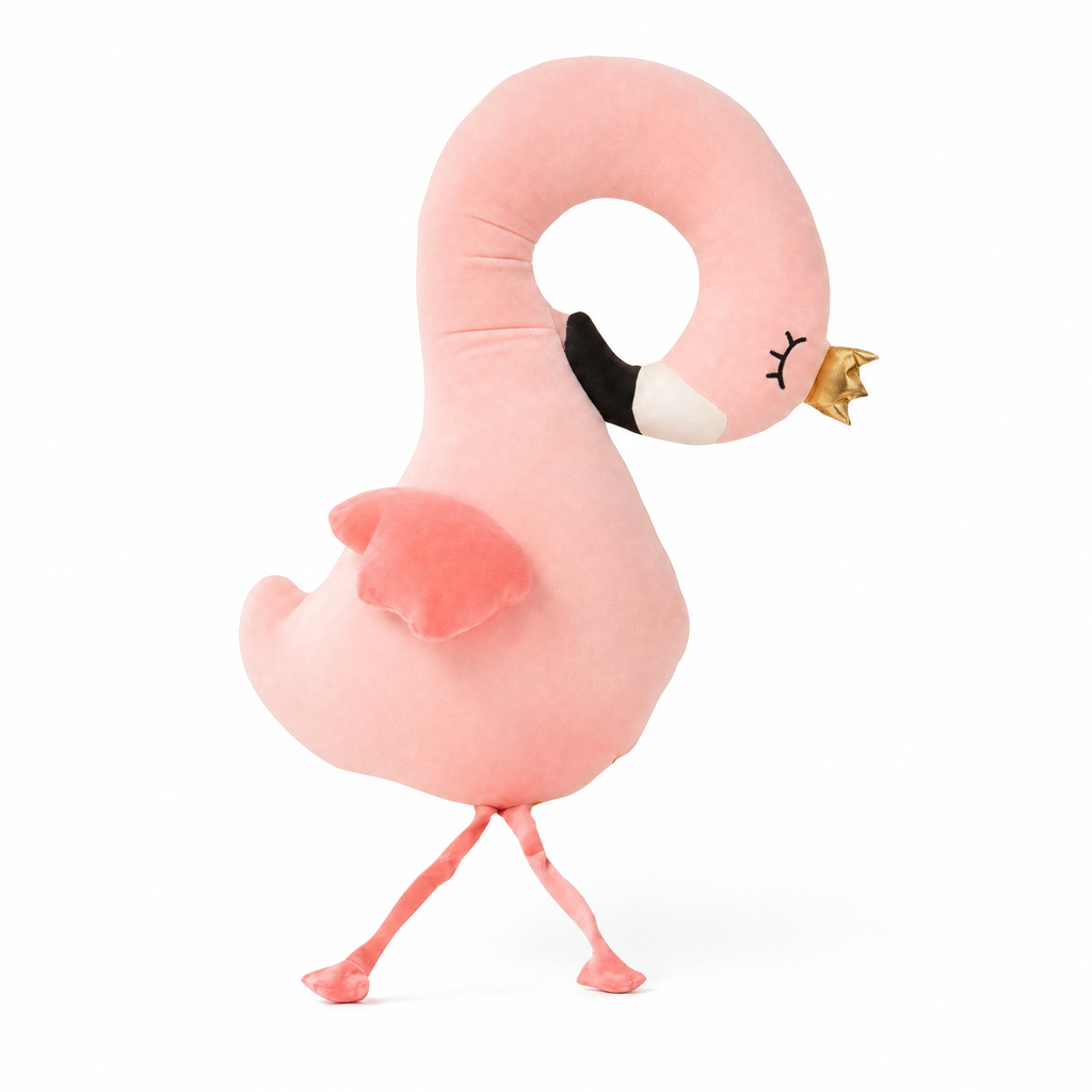 Flamingo Kuschelkissen mit Rentiergeweih 80 cm