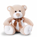Teddybär Beige-Weiß mit goldener Schleife 33 cm
