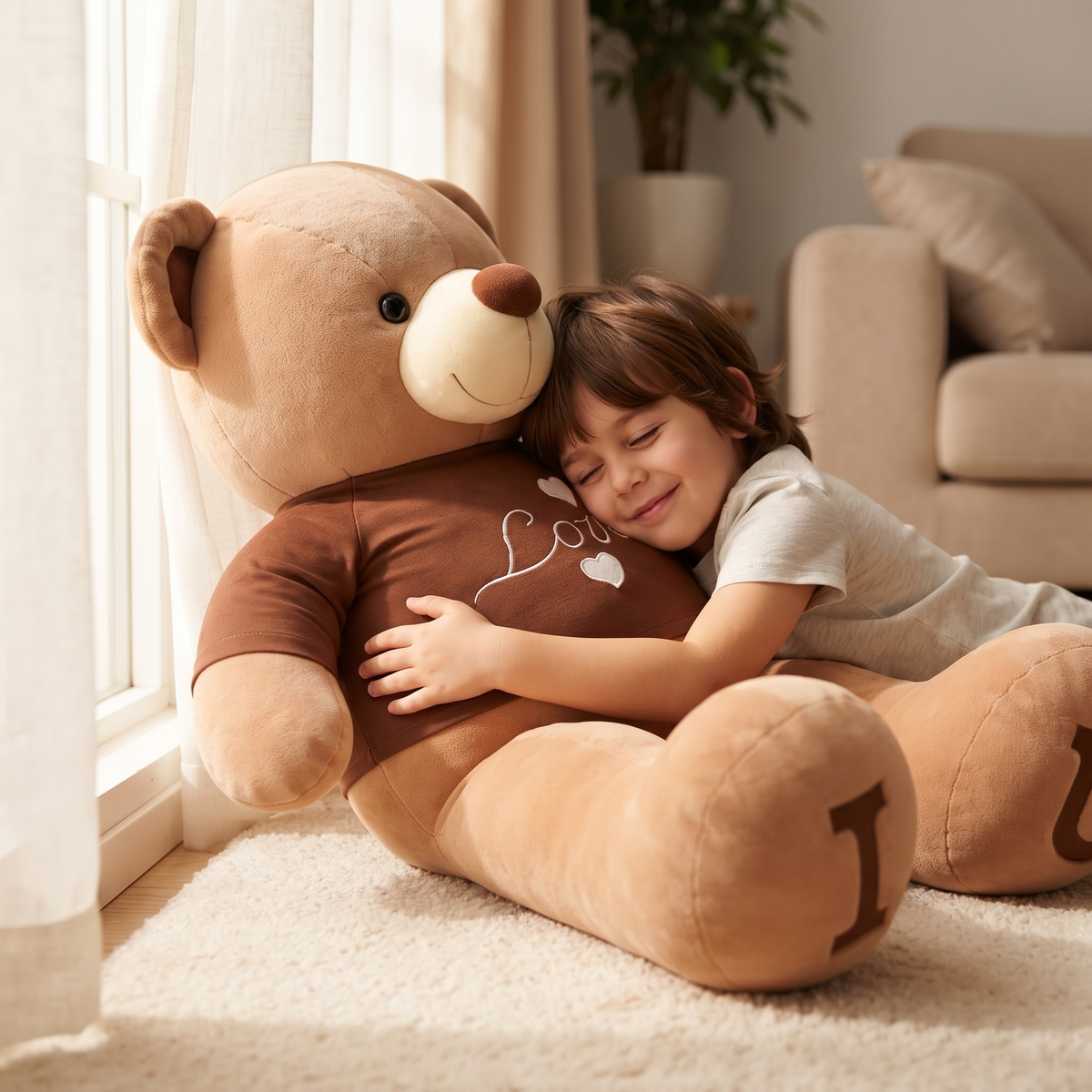 Riesen Teddybär mit Love-Shirt 80–100 cm