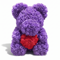 Rosenbär Violett mit rotem Herz 40 cm