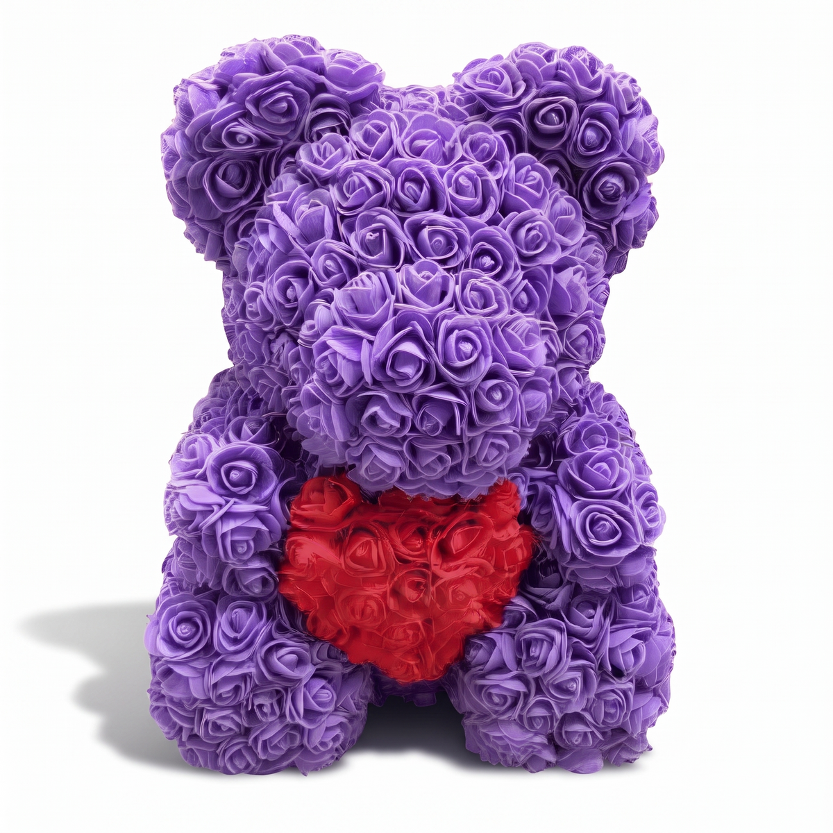 Rosenbär Violett mit rotem Herz 40 cm