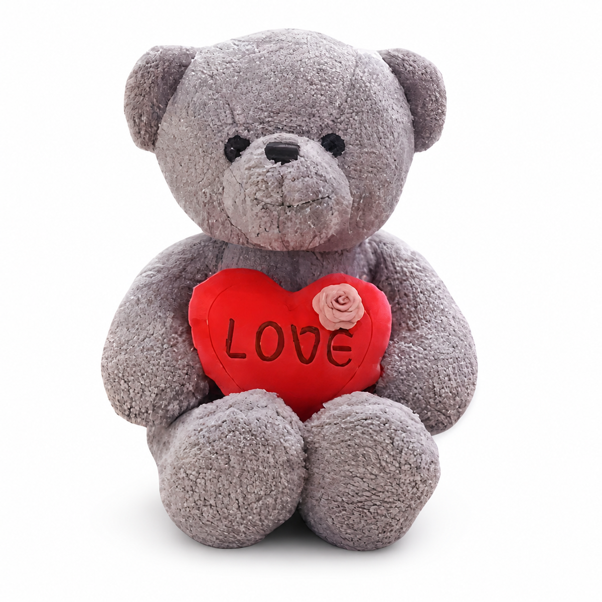 Grauer Teddybär mit Love-Herz 40–60 cm