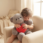 Grauer Teddybär mit Love-Herz 40–60 cm