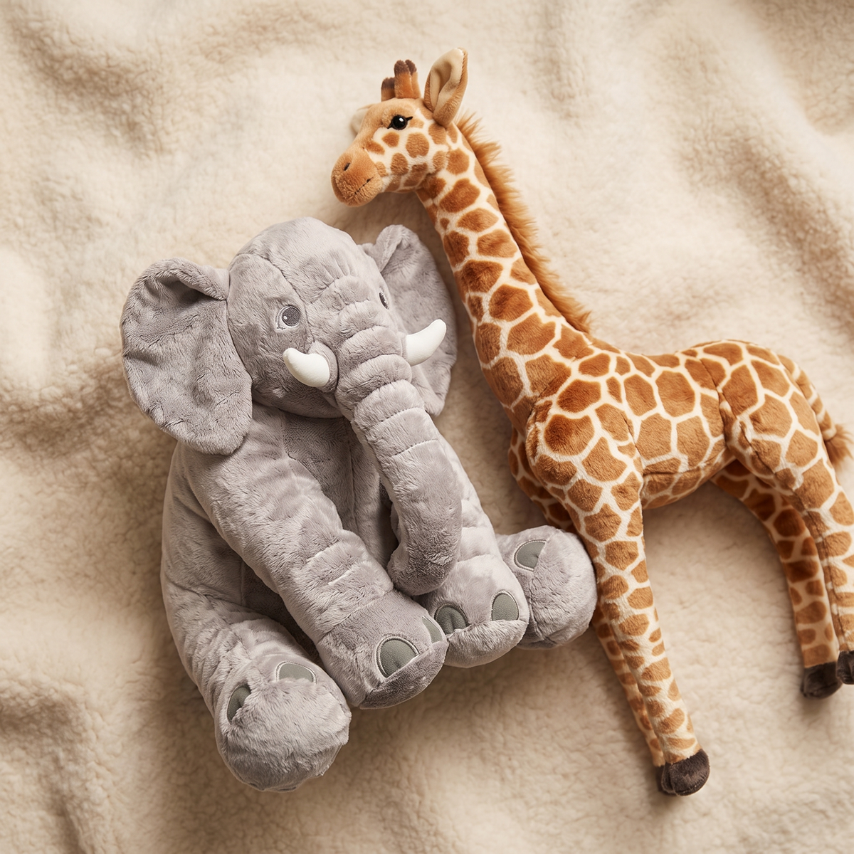 Savannen Kuscheltier-Set Elefant & Giraffe