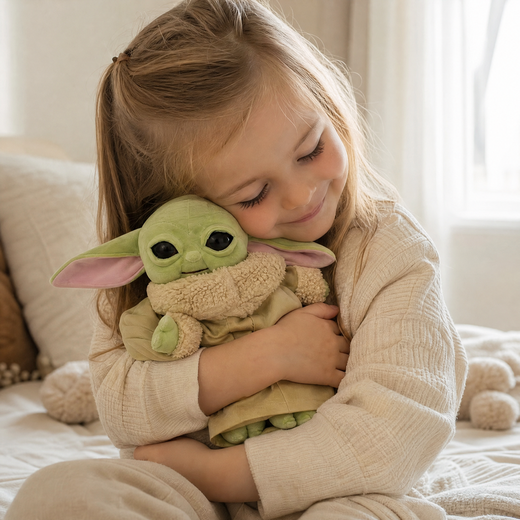 Grogu Kuscheltier mit beiger Kleidung 20 cm