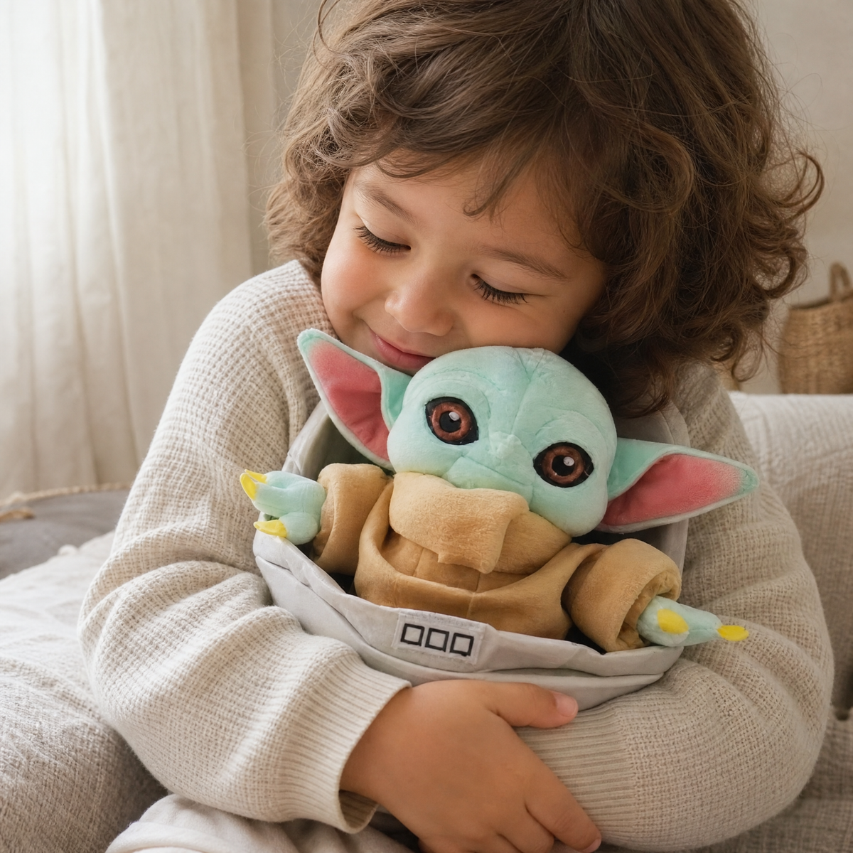 Grogu im Schwebe-Kinderwagen Kuscheltier 23 cm