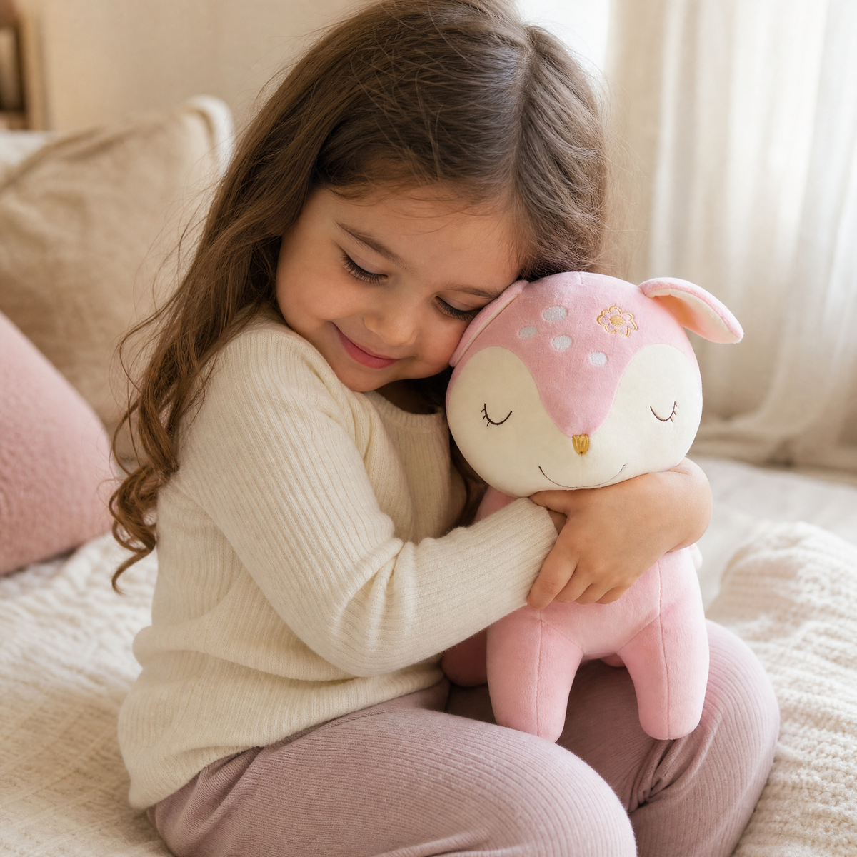 Kawaii Rehkitz Kuscheltier Rosa oder Braun 28 cm