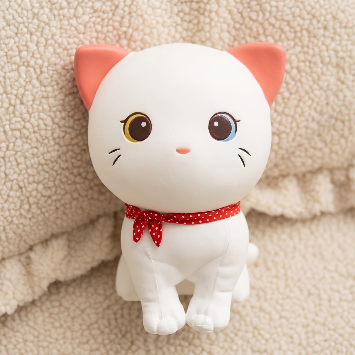 Weißes Katzen Kuscheltier mit verschiedenfarbigen Augen 24 cm