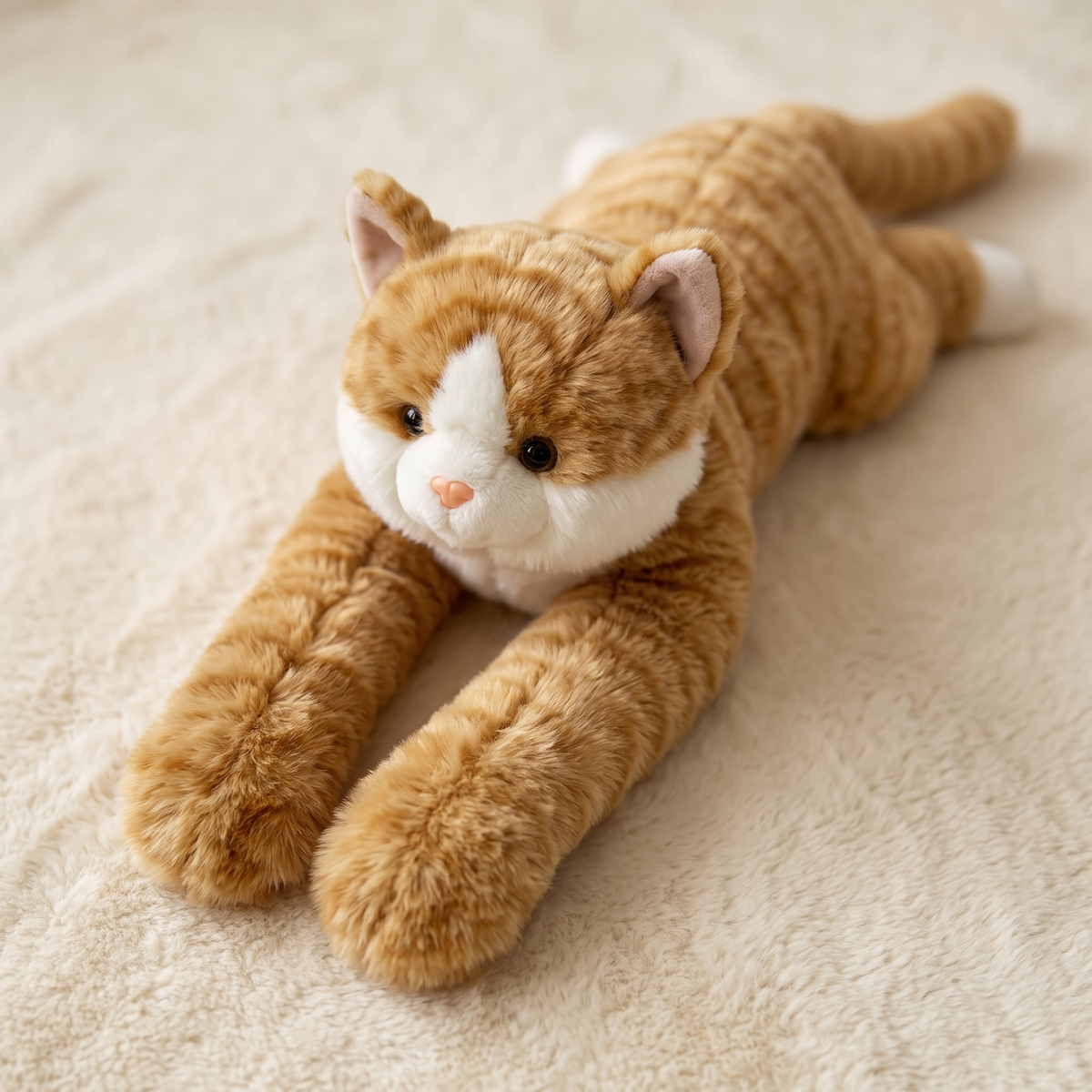Gewichtetes Katzen Kuscheltier Beige oder Grau 65 cm