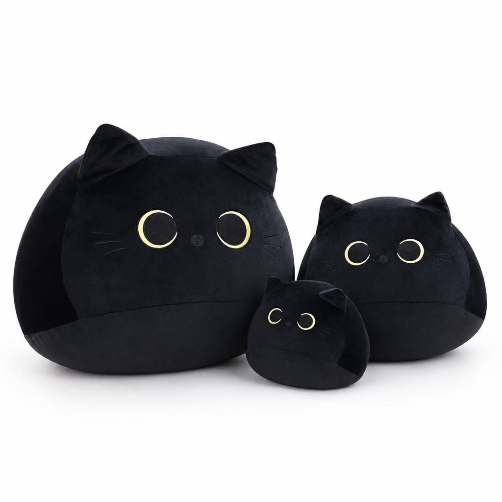 Schwarzes Katzen Kuscheltier 10–40 cm
