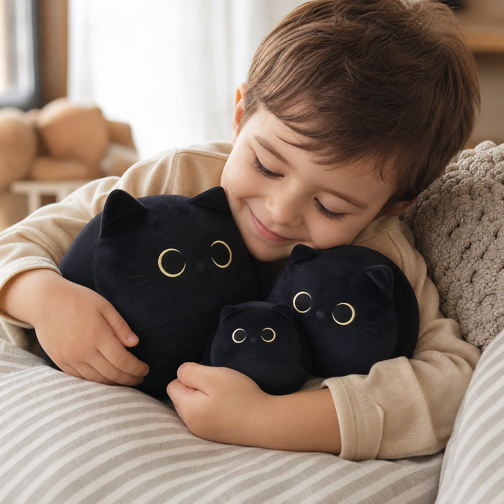 Schwarzes Katzen Kuscheltier 10–40 cm