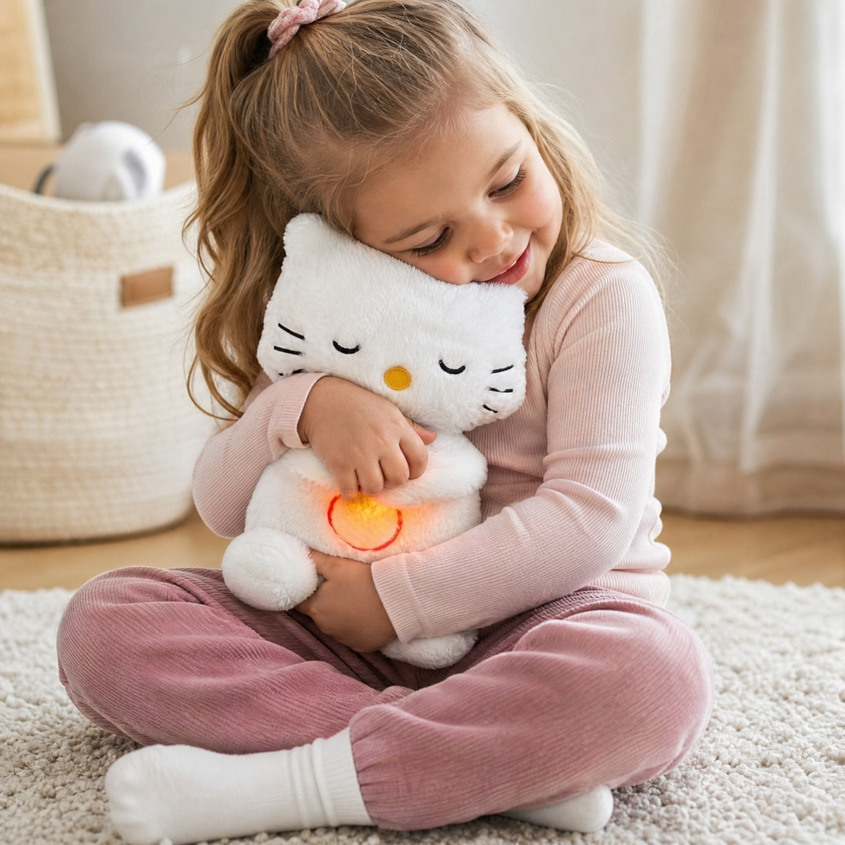 Atmendes Katzen Nachtlicht mit Musik 28 cm