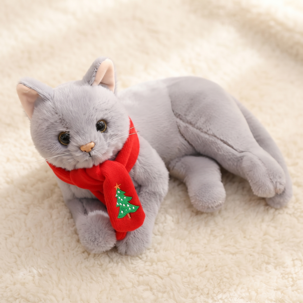 Realistisches graues Katzen Kuscheltier 30 cm