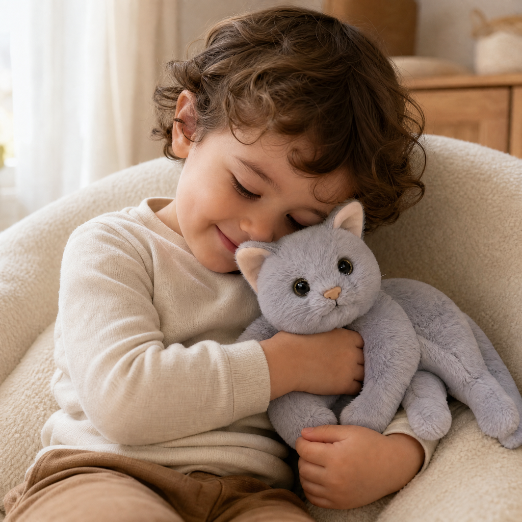 Realistisches graues Katzen Kuscheltier 30 cm