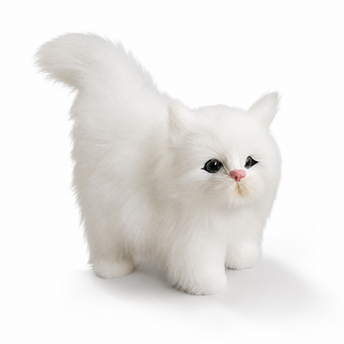 Weißes Langhaar-Katzen Kuscheltier 12 cm