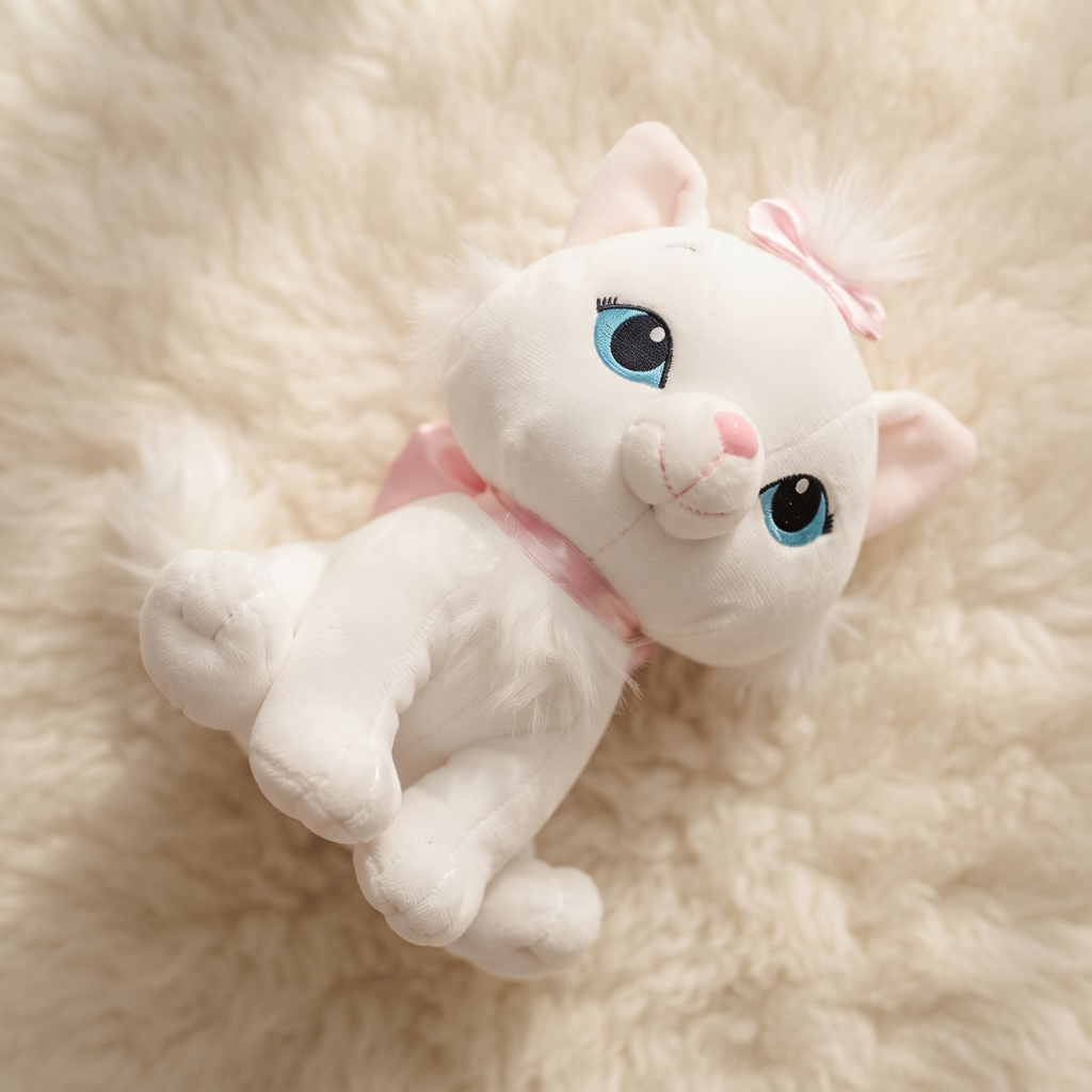 Weißes Katzen Kuscheltier mit blauen Augen 18 cm