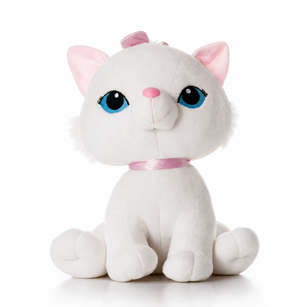 Weißes Katzen Kuscheltier mit blauen Augen 18 cm