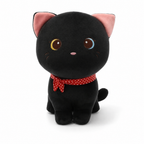 Schwarzes Katzen Kuscheltier mit verschiedenfarbigen Augen 24 cm