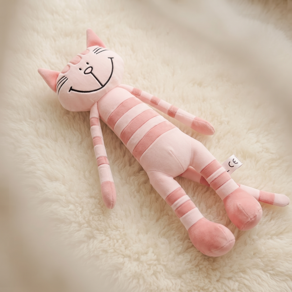 Rosa Katzen Kuscheltier mit langen Beinen 35–45 cm