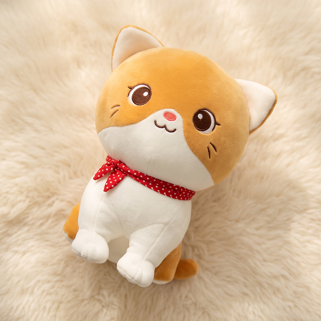 Rotes Katzen Kuscheltier mit Halstuch 24 cm