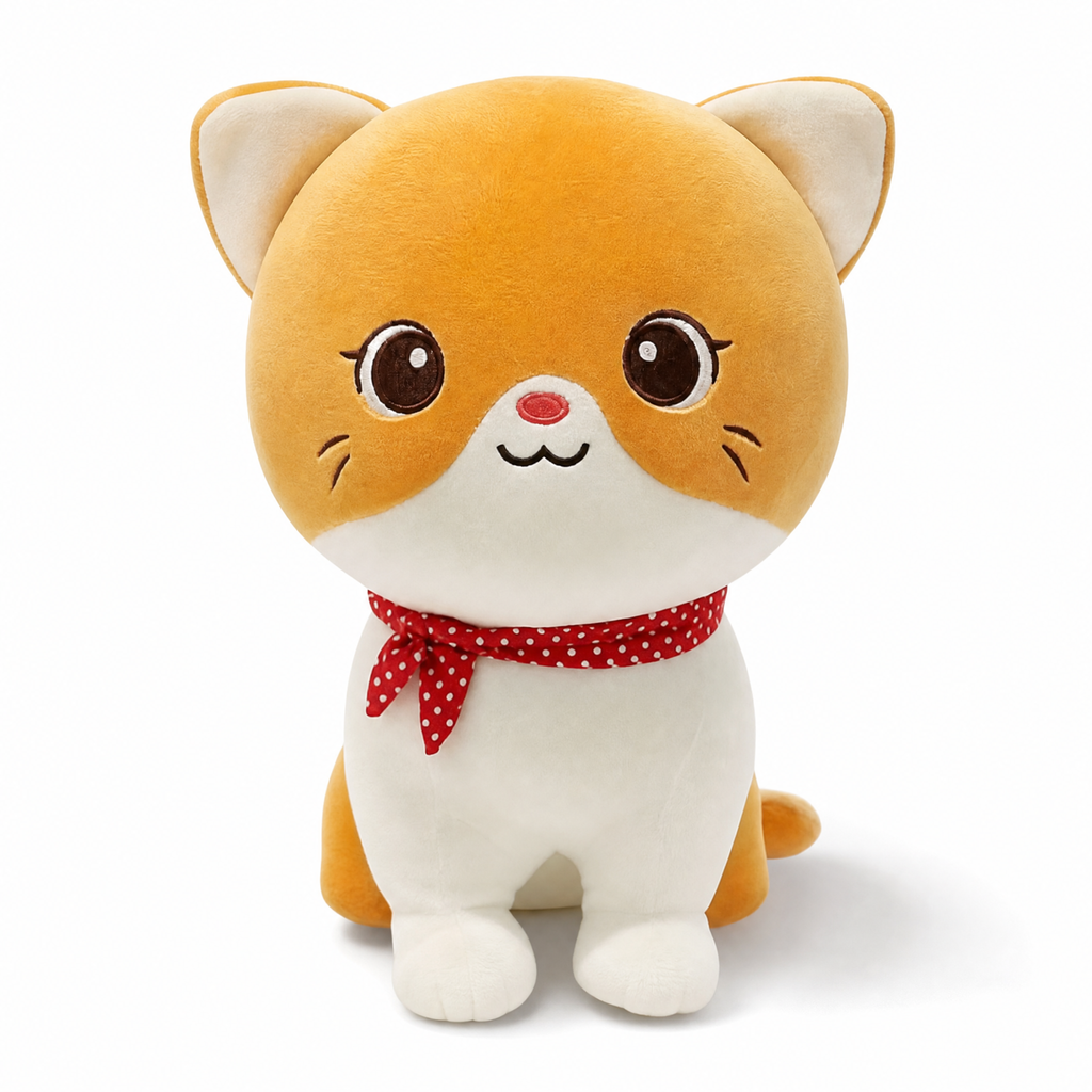Rotes Katzen Kuscheltier mit Halstuch 24 cm