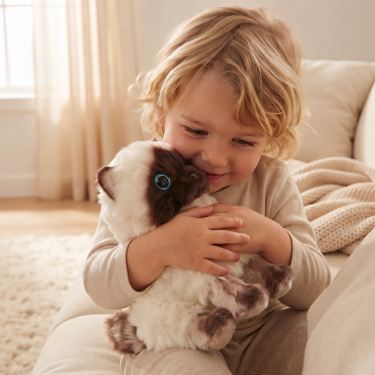 Siamkatzen Kuscheltier mit blauen Augen 20–26 cm