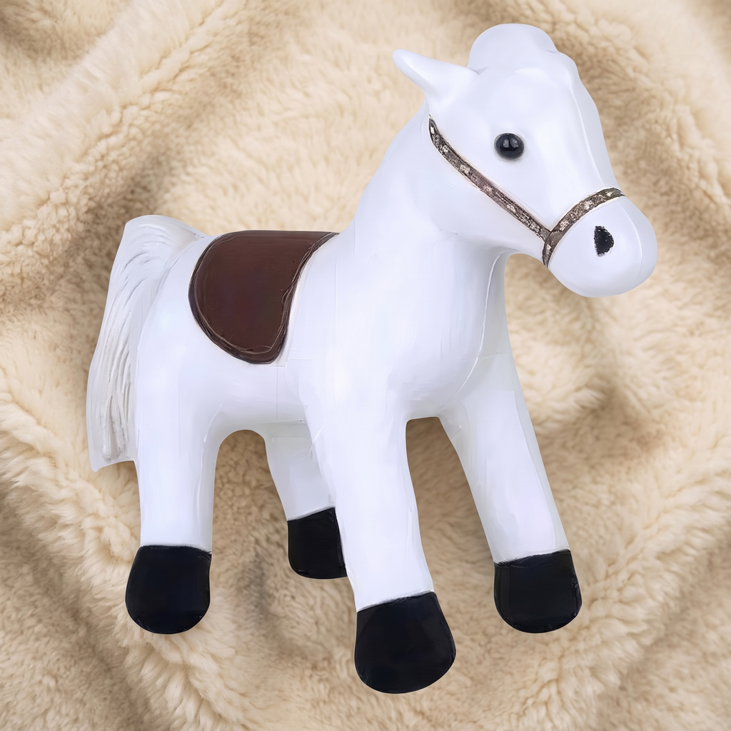 Weißes Pferde Kuscheltier mit Sattel 35 cm