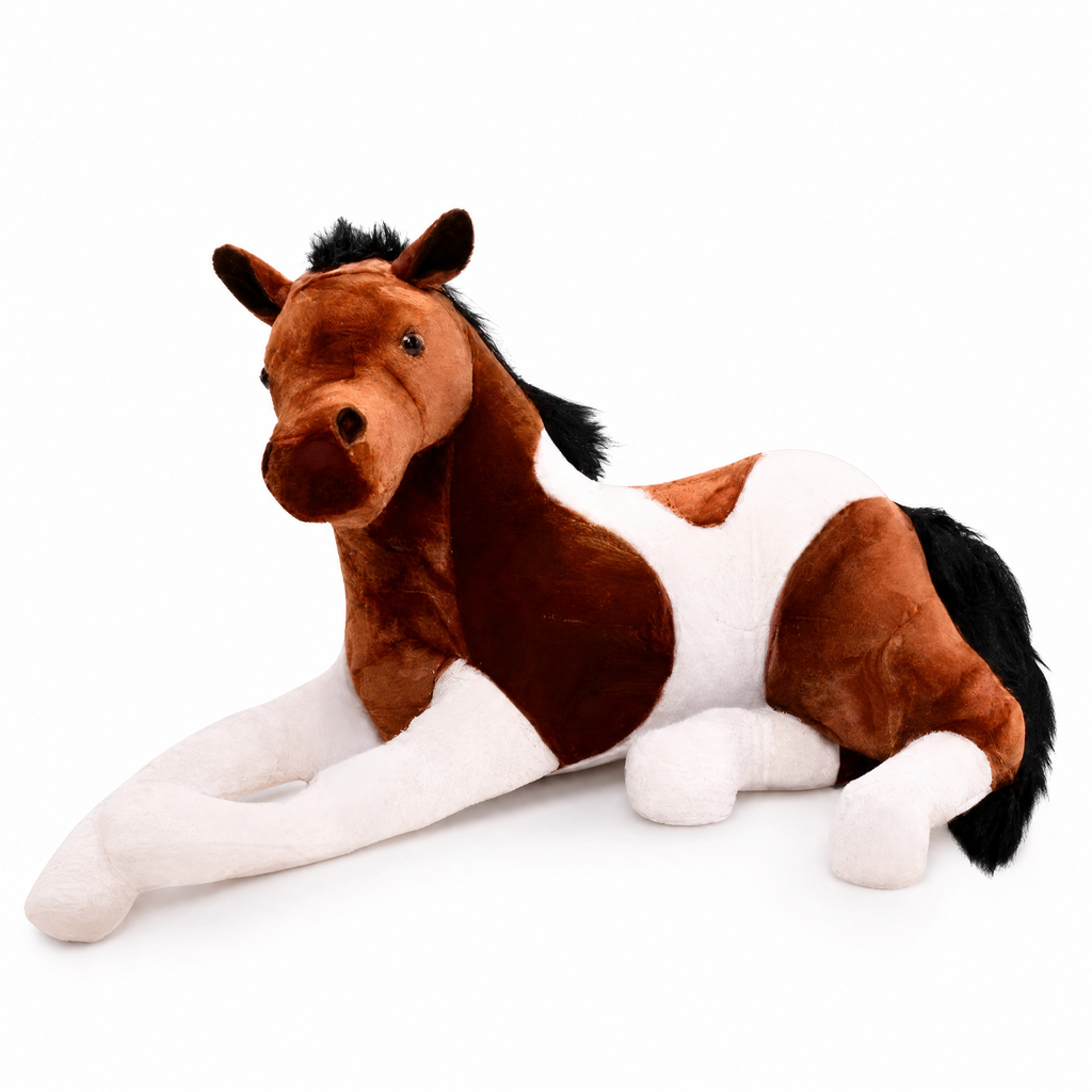 Riesen Pferde Kuscheltier Weiß-Braun 70 cm