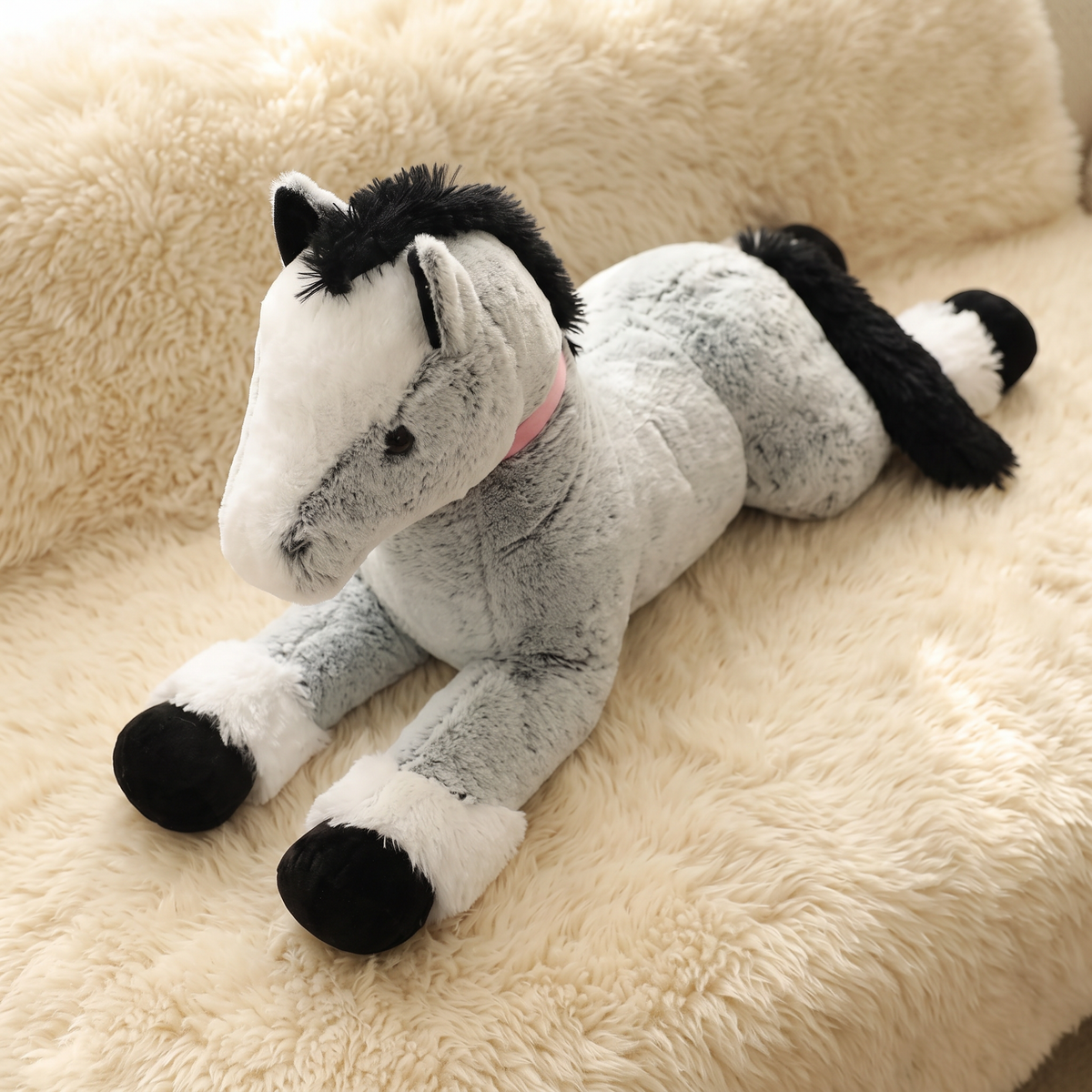 Riesen Pferde Kuscheltier Grau-Blau 90 cm