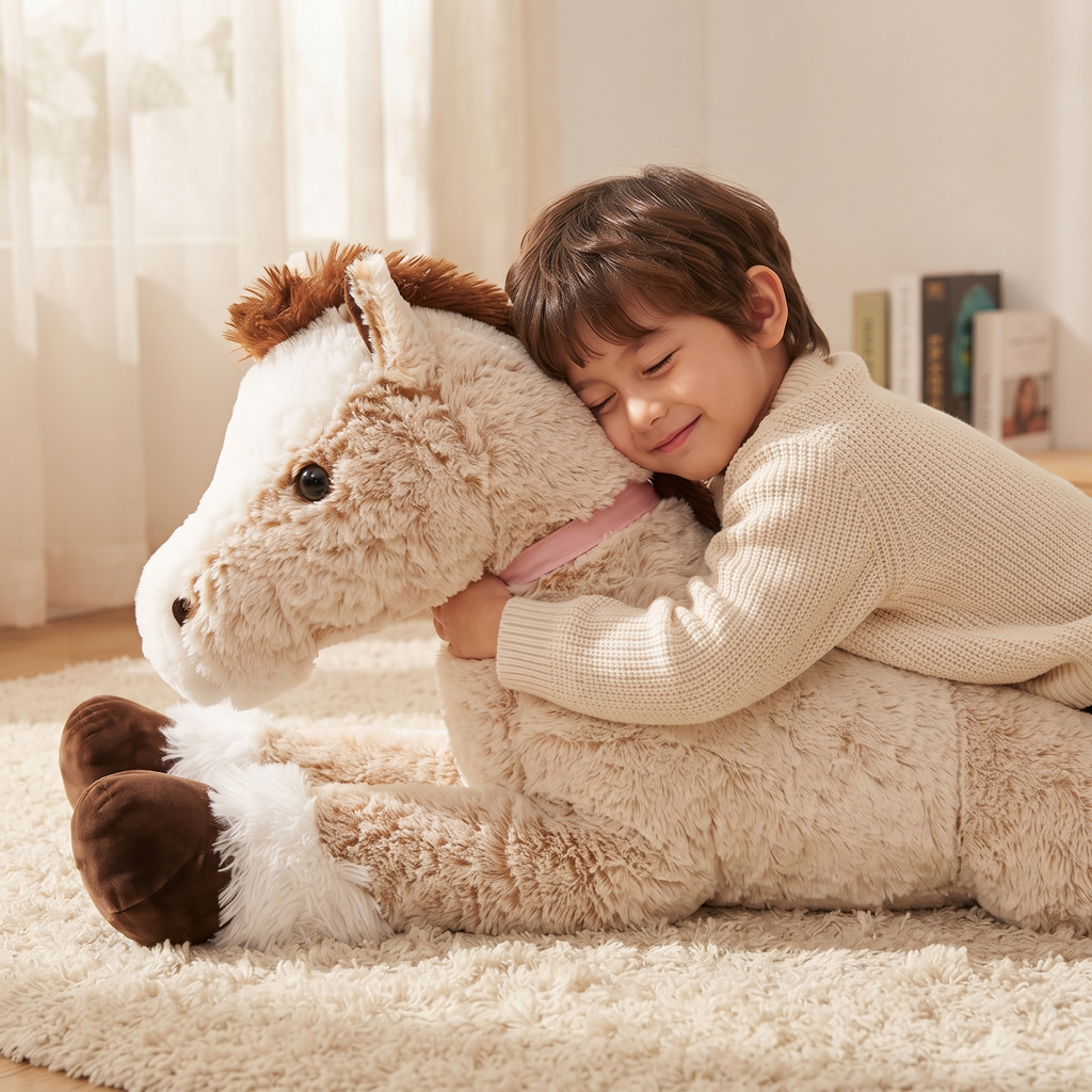 Riesen Pferde Kuscheltier Braun-Weiß 90–120 cm