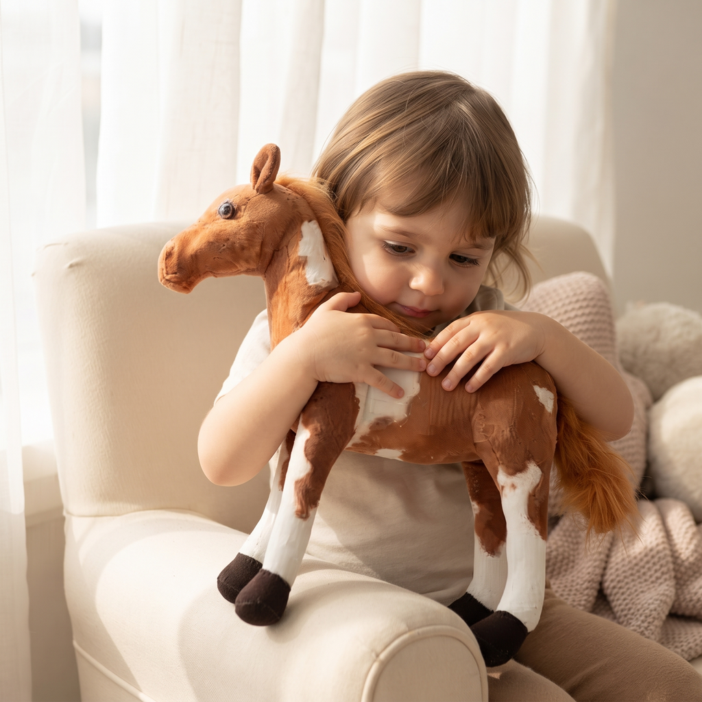 Realistisches Pferde Kuscheltier Braun-Weiß 30–60 cm