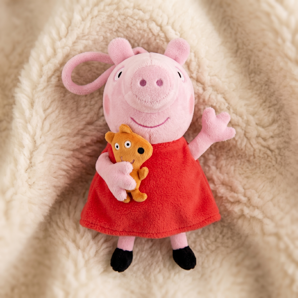 Sitzendes Schwein mit Teddybär 19 cm