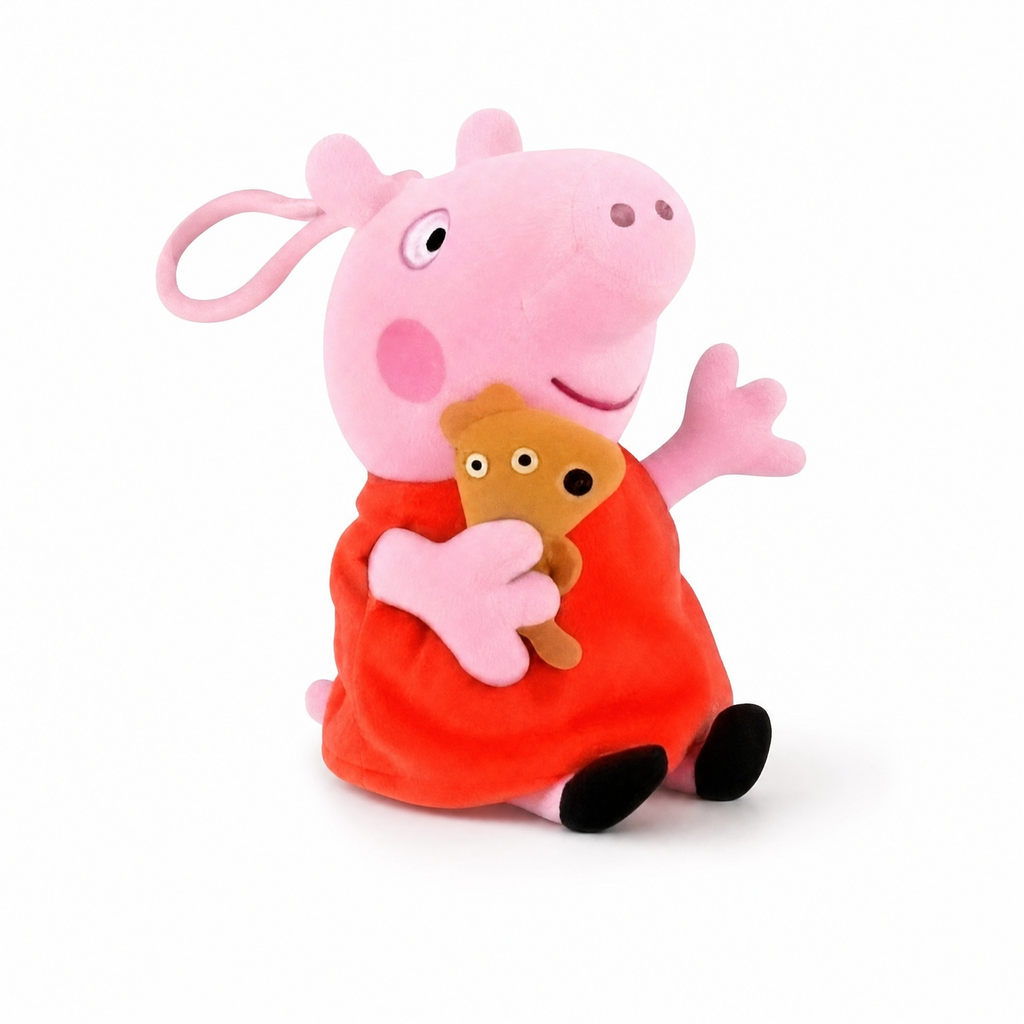 Sitzendes Schwein mit Teddybär 19 cm