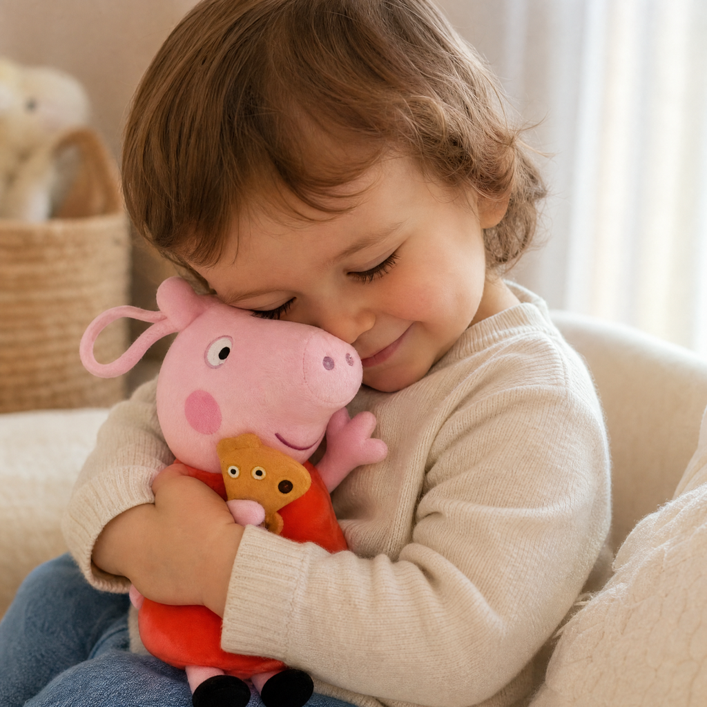 Sitzendes Schwein mit Teddybär 19 cm