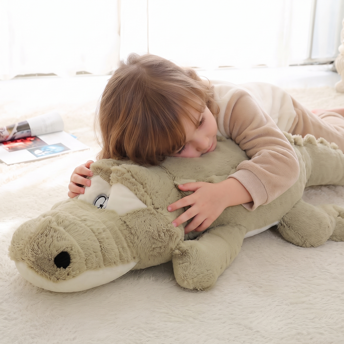 Krokodil Kuschelkissen Grün 60–90 cm