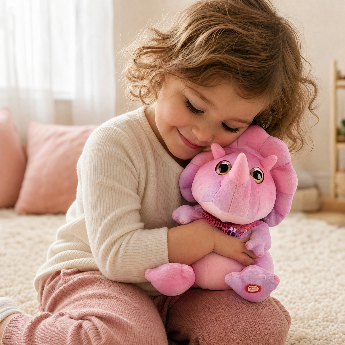 Interaktives Dinosaurier Kuscheltier Rosa 30 cm