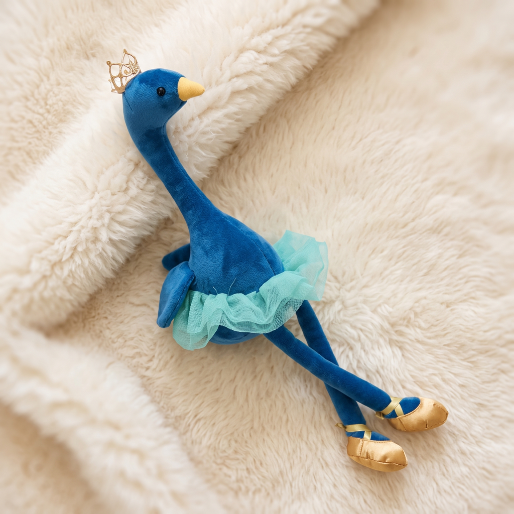 Blauer Flamingo mit Krone 35 cm