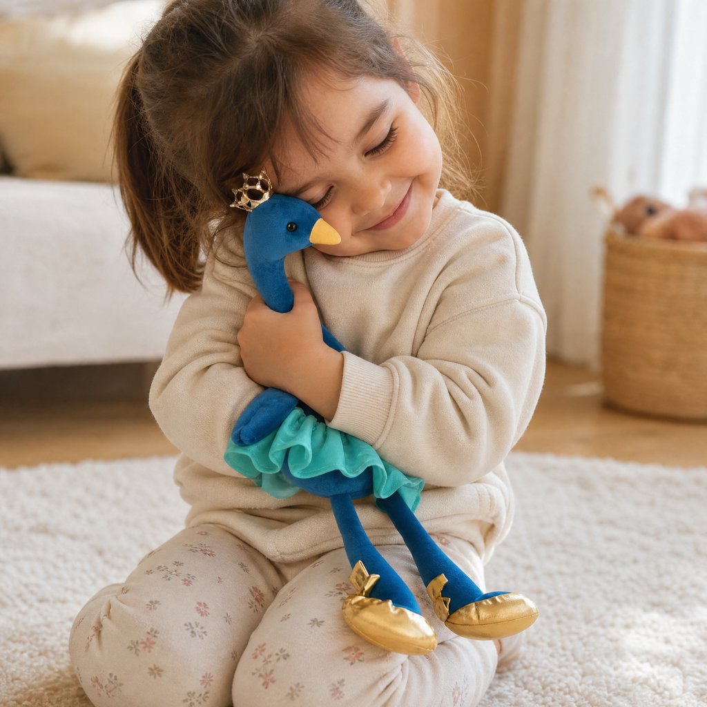Blauer Flamingo mit Krone 35 cm