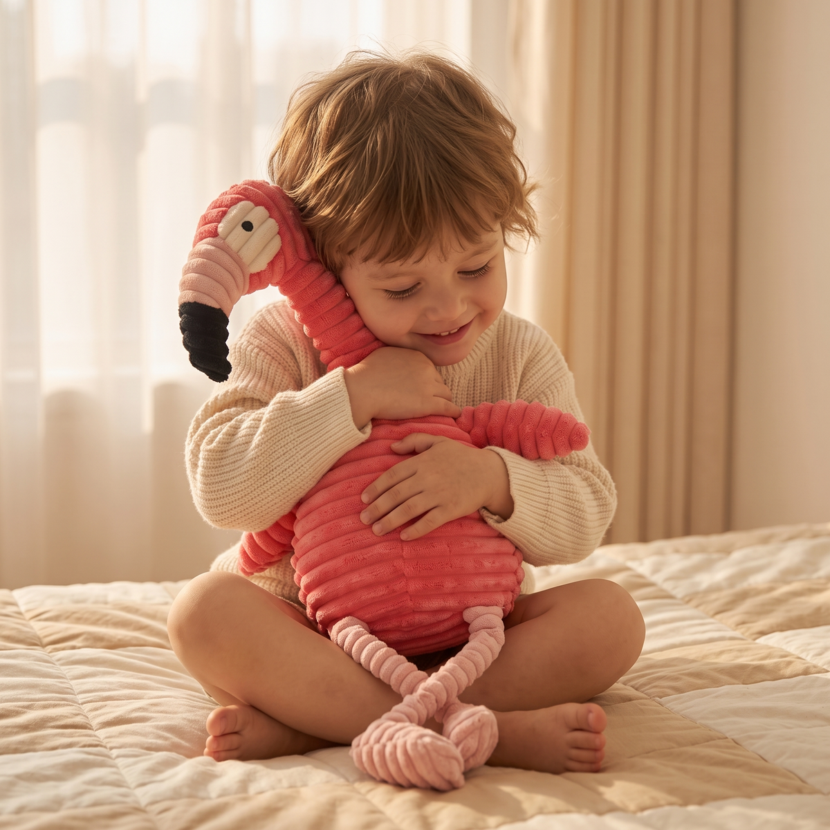 Rosa Flamingo aus Cord 30 cm
