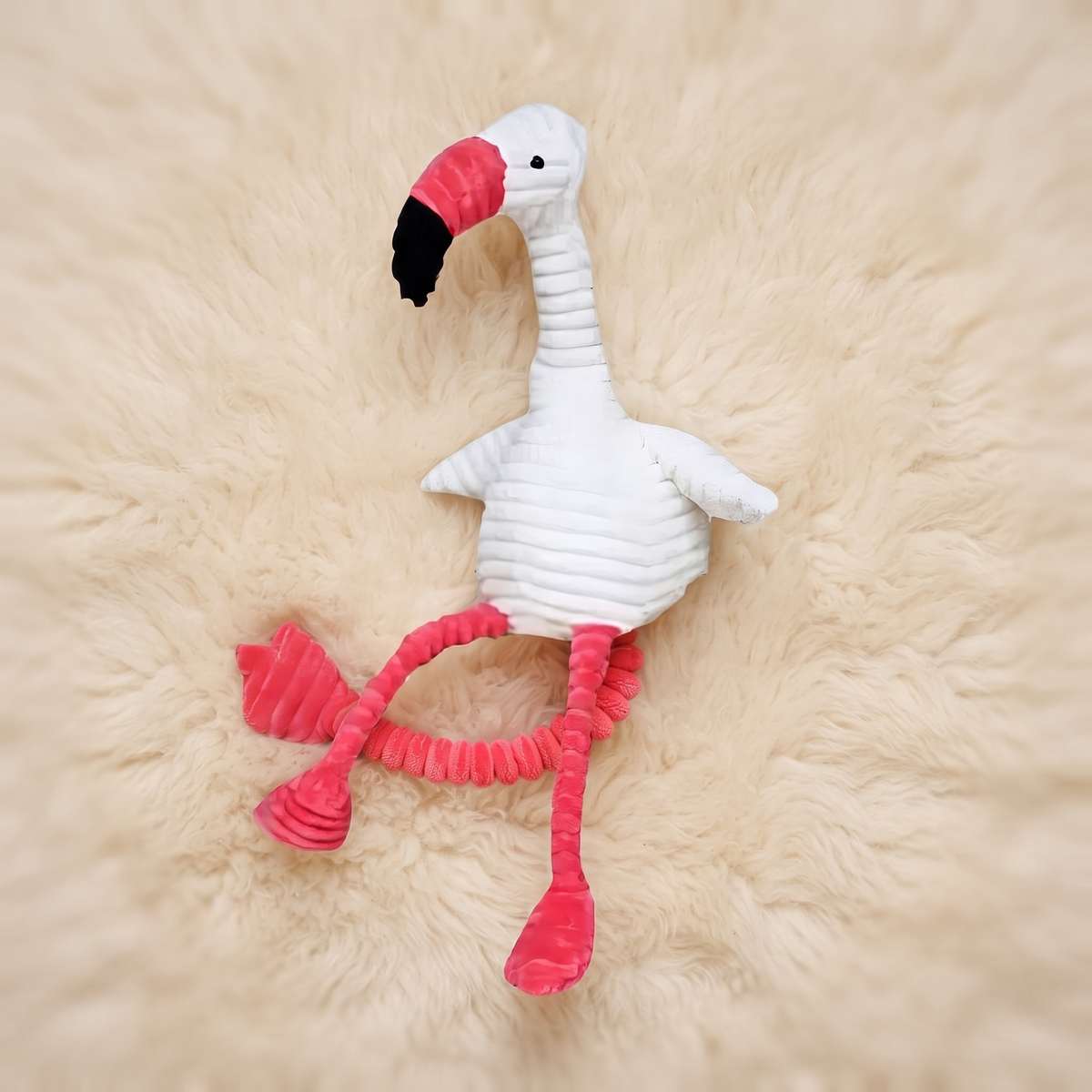 Weißer Flamingo aus Cord 30 cm