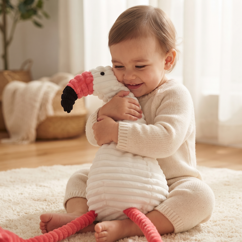 Weißer Flamingo aus Cord 30 cm